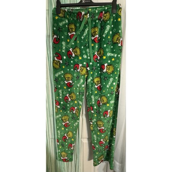 Unisex Grinch Pajama Set, “Naughty” Red Sweatshirt, Green Pants, Large - Picture 4 of 7